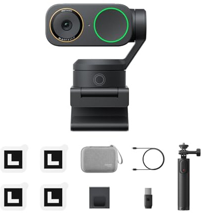 Insta360 Link 2 Pro Pack Essenziale - Webcam 4K PTZ per PC/Mac, sensore 1/1,3, bassa luminosità, tracking IA, HDR, microfoni direzionali canc. rumore, supporta Stream Deck, Zoom, Teams