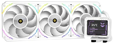 Valkyrie V360 360mm AIO CPU Liquid Cooler – 3.5 LCD Screen 60Hz – 3×120mm ARGB PWM Fans – 300W TDP – AMD AM5, AM4 – INTEL LGA 1851, 1700, 1200/1151 Compatible – Sync Ready | White
