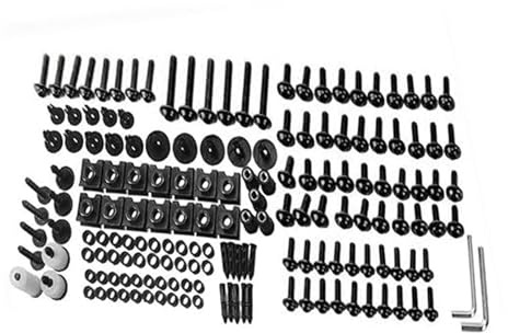 pour Yamaha XT600 XT600E XT600Z XTZ250 XTZ660 Kit De Boulons Carénage Pare-Brise Moto Kit Boulons Ecrous Carénage(Black- Silver)