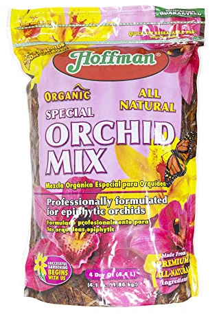Hoffman Organic All-Natural Pre-Mixed Special Orchid Potting Mix for Better Blooms in Epiphytic Orchids, 4qt Bag