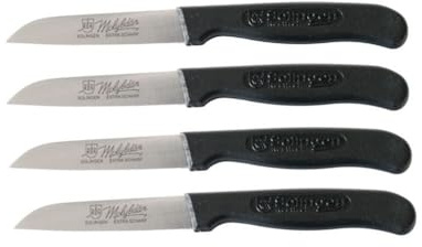 NEUSTANLO Schälmesser Set 4 Stück | extra scharfes Kartoffelschälmesser | Küchenmesser mit rostfreier Klinge | ideal zum Schälen von Obst & Gemüse | ergonomischer Griff | Schwarz