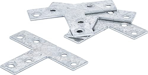 BGS Diy 80927 | T-Winkel Verbinder | 70 x 50 x 16 mm | 4-tlg. | Oberfläche verzinkt | mit Bohrungen