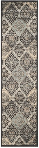 SAFAVIEH Vintage Collection Runner Rug - 2'2 x 8', Black & Light Blue, Oriental Traditional Distressed Design, Non-Shedding & Easy Care, Ideal for High Traffic Areas in Living Room, Bedroom (VTG572B)