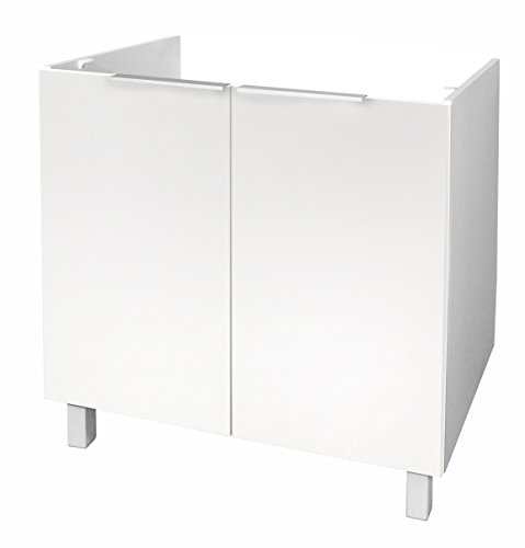 Berlioz Creations CE8BBM Spülenunterschrank für Küche, in sehr mattem Weiß, 80 x 52 x 83 cm, 100 Prozent französische Herstellung