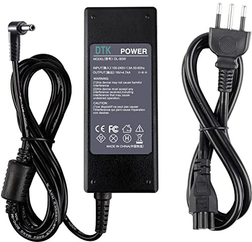 DTK 19V 4.74A 90W Alimentatore per caricabatterie e adattatore per laptop Spina italiana per Toshiba/Lenovo/Medion/Asus Connettore:5.5 X 2.5mm
