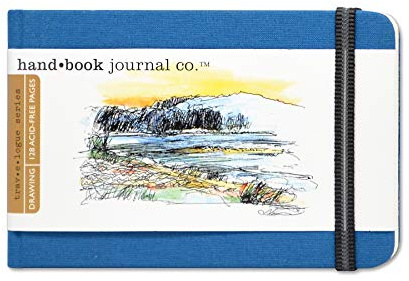 Handbook Journal Co. Travelogue Artist Canvas Cover Travel Notebook for Drawing and Sketching, Ultramarine Blue, Pocket Landscape 3.5 x 5.5 Inches, 130 GSM Paper, Hardcover w/Pocket