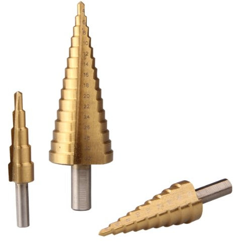 KIT 3 PUNTE FRESE CONICHE TRAPANO IN HSS MM 32/20/12