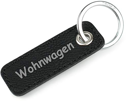 TROIKA Retrotag Wohnwagen | Schlüsselring und Anhänger im Retro Style | hochwertiger und langlebiger Schlüsselanhänger | inkl Original Keyring | in Geschenkverpackung