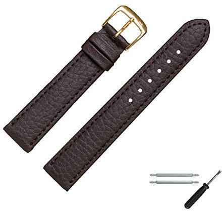 MARBURGER Uhrenarmband 18mm Leder Vegan Braun - Werkzeug Montage Set 5201831000220