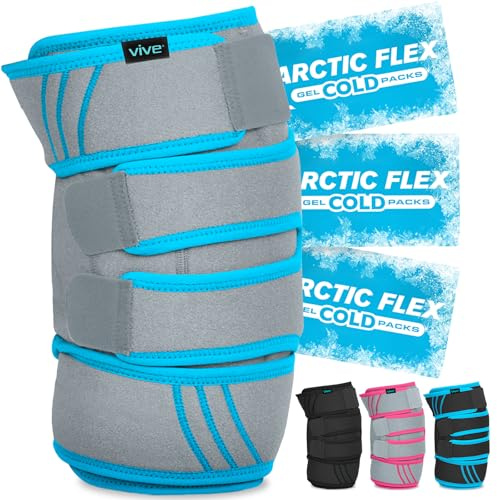 Vive Knee Ice Pack Wrap - Cold/Hot Gel Compression Brace - Heat Support Strap for Arthritis Pain, Tendonitis, ACL, Athletic Injury, Osteoarthritis, Women, Men, Running & Surgery