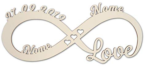 Unendlichkeitszeichen aus Holz zur Hochzeit mit Namen I Geld Hochzeitsgeschenke für Brautpaar Geschenke Wandschild Geldgeschenke Türschild Schild Verlobung
