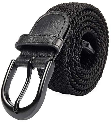 Mile High Life Ceinture Élastique Extensible Tressée Boucle de Ceinture Noire Ovale Mixte(Medium, Noir)