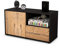 Stil.Zeit TV Schrank Lowboard Adriana, Korpus anthrazit matt, Front Holz Design Pinie (92x49x35cm), Push to Open Technik & Leichtlaufschienen