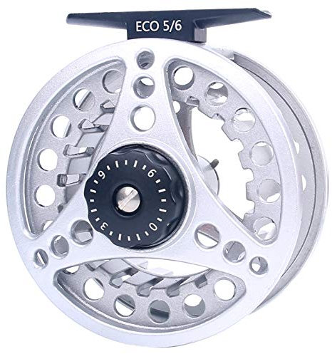 MAXIMUMCATCH ECO Serie Fliegenrolle großer Spulenkern mit Druckguss-Aluminum-Körper Fliegenfischen Rolle in 3/4wt 5/6wt 7/11wt, Silver/Schwarze/Regenbogen, mit Schnüre Combo