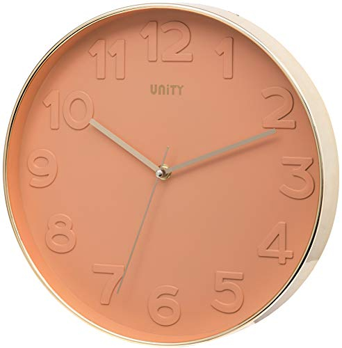 Unity-Wanduhr, Bergen, Silent Sweep, Modern, Pfirsichrosa, 30 cm