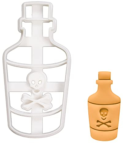 BAKERLOGY Poison Potion Bottle Cookie Cutter - Detailed Biscuit Cutter Design for Baking and Crafts, Ideal on Fondant, Dough, Clay