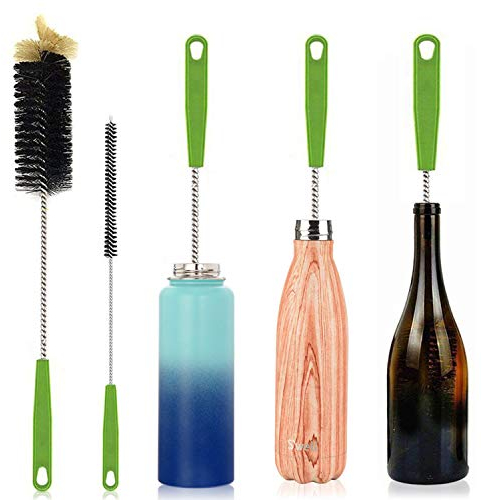 Extra Long 17 Bottle Brush + Straw Brush for Narrow Neck Beer, Wine & Baby Bottles