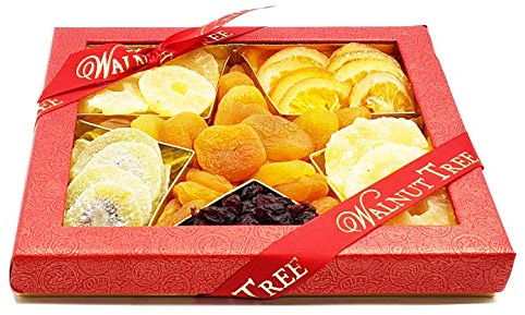 Walnut Tree – Dried Fruits Star Gift Box with Orange, Pineapple, Apricot, Cranberry, Kiwi – Vegan, Vegetarian, Halal, Kosher, Gluten Free – Luxury Gift Selection, Birthday, Anniversary – 500g