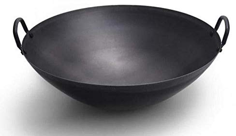 Wok,Non-Stick Cast Iron Wok,The Pot Body is Thick and Durable,Vintage Uncoated Large Iron Pan,40cm