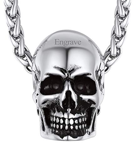 Richsteel Edelstahl herren Anhänger Gotik Skelett Kopf Halskette Punk Schädel Schmuck für Weihnachten Halloween Geburtstag