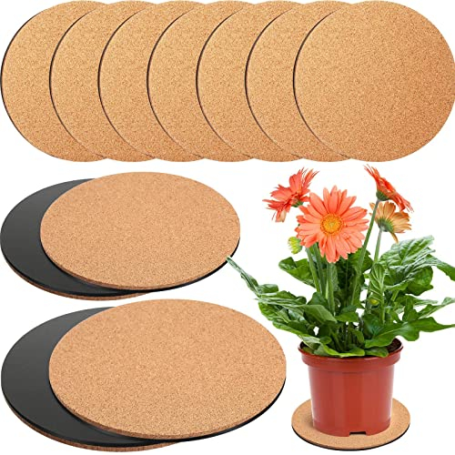 10 Stücke Kork Pflanze Kunststoff Matte Runde Saugfähige Korkmatte Runde Platte Unterlage Tabelle Pflanzen Kork Tafel Pads für Gartenarbeit Indoor Outdoor Töpfe DIY (4 Zoll, 6 Zoll, 8 Zoll)