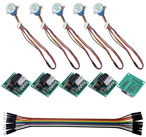 Stepper Motor, 5 Sätze 28BYJ-48 ULN2003 5V-Schrittmotor+ULN2003-Treiberplatine, 10-poliger Dupont Draht FM-AM, Schrittmotor
