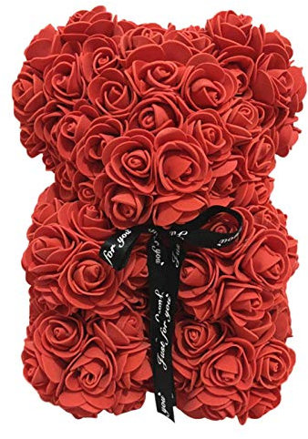 Gusengo Ours Rose Artificielle, Ours Rose Eternelle 25 cm, Nounours Ourson Ours Rose Simulé, Ours en Peluche Rose Ourson Rose Cadeau pour Saint-Valentin Mariage Anniversaire