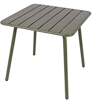 MaximaVida viereckiger Gartentisch Max, hergestellt aus Metall, Farbe olivgrün 80 cm x 80 cm