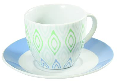 HOUSE COLLECTION HSC1863, Linie Rabat - Kaffee-Set hellblau 6-teilig mit Untertasse