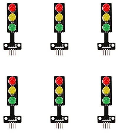 VooGenzek 6 PCS Mini Traffic Light LED Display Module, DC 5V 8mm RGB Traffic Signal Light Electronic Module with Common Cathode Interface for Traffic System Model, Compatible with Arduino Raspberry Pi