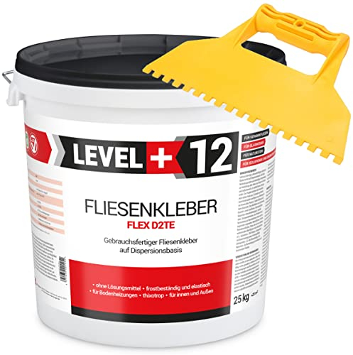 Colle à carrelage prête à l'emploi - 25 kg - Avec spatule en plastique - Colle flexible à dispersion - RM12 KW