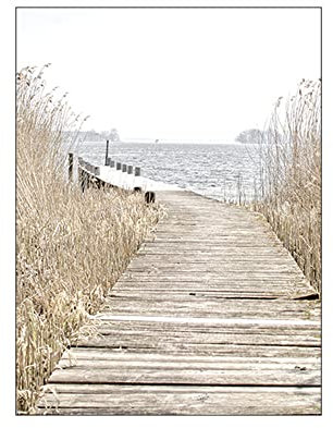 ABCWARRT Nordic Lake Reed Forest Leinwanddruck Malerei Skandinavisch Nebel Heu Landschaft Natur Poster Rinder Modernes Bild Wohnkultur (40 * 60cm Kein Rahmen,6)