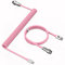 MAMBASNAKE C01 Coiled Keyboard Cable, Pro Custom USB-C Aviator Cable, Type-C to USB-A HyperSpeed Line with 8KHz Return Rate with Metal Aviation Connector for PC Gaming Keyboard-Pink