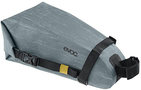 EVOC SEAT PACK WP 4, einfache Satteltasche (leichtes Fahrradzubehör, wasserfeste Bikebag, Fahrrad Tasche hinten, Maße: 12 x 30 x 11 cm, Gewicht: 220 g, Volumen: 4 l), Steel