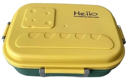 Lunchboxen Edelstahl Lunchbox Schule Büro Picknick Bento Box 2/3 Fach Lunchbox(Yellow,3 compartments)