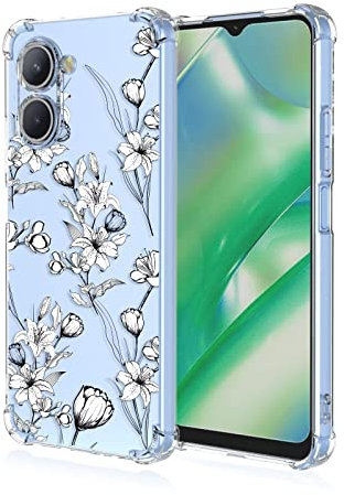 Topme Funda para Teléfono para Realme C33 (6.5 Inches), Funda para Teléfono Móvil con Patrón Pintado Transparente de Silicona Suave de TPU - Flores 8