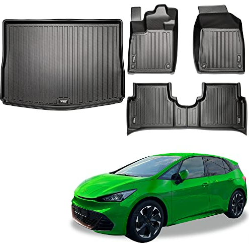 2befair Gummimatten Gesamtset Cupra Born – Made in Germany, rutschfeste Fußmatten für Kofferraum & Innenraum, Allwetter-Automatten im Set (4 Matten), nachhaltiges Zubehör