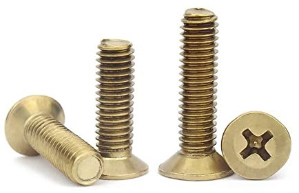 FEEIMOL Messing Senkkopfschrauben Kreuz Flachkopf Maschinenschrauben M5x10mm (20 Stück)