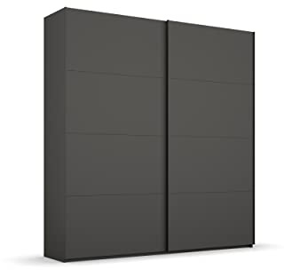 Rauch Möbel Beluga-EXTRA, Schwebetürenschrank, Farbe Graphit, Breite 180 cm | Kleiderschrank mit Schwebetüren, Schiebetüren, 2-türig, für Schlafzimmer, Kinderzimmer, Wohnzimmer, Gästezimmer, Garderobe