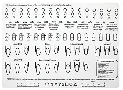 rflaueo 1pc Acrylic Nail Training Mat Manicure Art Practice Mat Foldable Washable Table Pad Nail Practice for Application Practice Manicure Tools (U72-1)