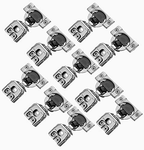 ELYSIAN 10-Piece 1-1/4 Soft Close Overlay Cabinet Hinges, Nickel Plated Steel, 105° Angle, 3-Cam Adjustment