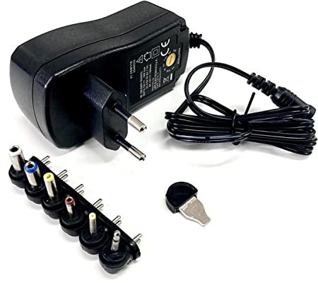 N NEWTOP Alimentatore Caricatore 18W Universale con 6 Spinotti Adattatori AC DC Notebook Laptop 3/4,5/5 / 6/7,5/9 / 12V Regolabile Compatibile per Acer, HP, Samsung, Dell, Toshiba, Lenovo