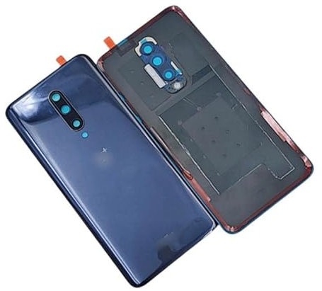 SHOWGOOD für One Plus 7T Pro Rückglasabdeckung Hecktür Panel Gehäuse Ersatz für OnePlus 1+7TPro Akkudeckel mit Kameraobjektiv (schwarz)