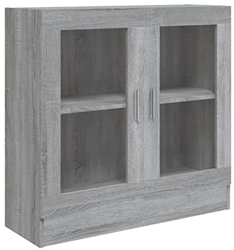 Makastle Armoire de Salle de Bain, vitrine avec 2 Compartiments et 2 Portes en Verre, Buffet, Commode, vitrine sur Pied, Salon, Chambre à Coucher, Couloir, Salle à Manger, 82,5 x 30,5 x 80 cm