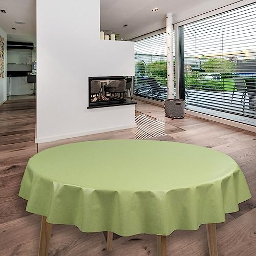 laro runde 140 cm wachstuchtischdecke wachstischdecke abwashbar PVC tischdecke Wachstuch wasserabweisend Garten tischdecke, Muster:Uni Grün