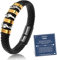 CheersLife Für Meinen Sohn Deutsch Herren Armband Leder Liebe Dich Für Immer Magnetverschluss Geschenk Für Sohn An Meinen Sohn Geschenk Armbänder Für Herren Lederarmband Herren Geschenk Für Sohn