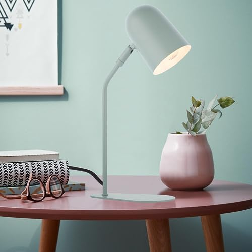 Lightbox Nachttischlampe in Matt Grün - 38 cm Höhe - skandinavische Tischleuchte mit schwenkbarem Kopf & Schalter - für das Schlafzimmer - E14 Fassung, max. 25 W - aus Metall