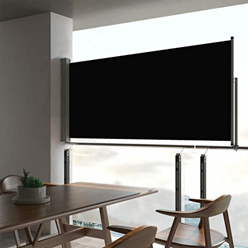 Homgoday Cortina lateral retráctil para patio, 60 x 300 cm, color negro, cortina de exterior para privacidad, balcón, toldo para soletenda, jardín, balcón o terraza