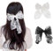 2 Pezzi Mollette Capelli Donna,Forcina con Fiocco in Pizzo,Accessori per Capelli Forcina per Capelli Grandi,Forcina per Coda Lunga,Bella e Carina,Accessori per Donne e Ragazze (Bianco,Nero)