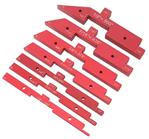 7-Teilige Oberfräsen-Tisch-Setup-Stangen, Aluminium-Setup-Blöcke, Höhenlehren-Set, Winkel-Tiefen-Fräser-Lehren-Set, Tischkreissägen-Zubehör für Die Holzbearbeitung